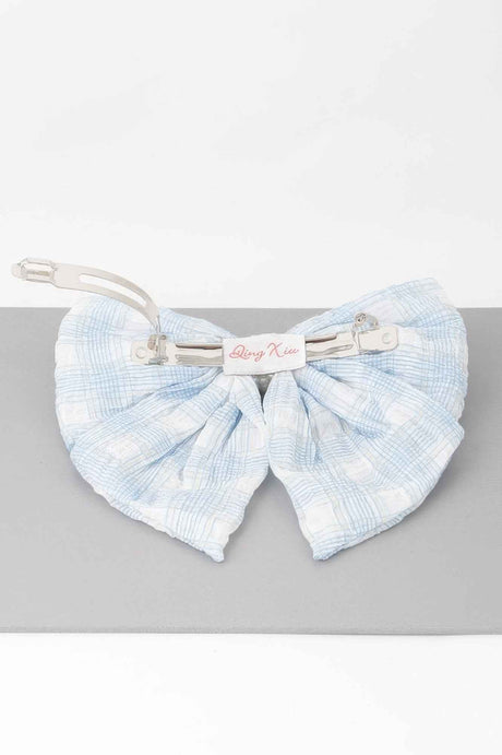 Plaid Pearl Ribbon Hair Clip