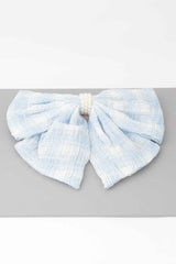 Plaid Pearl Ribbon Hair Clip