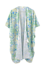 Flower Print Self-tie Drawstring Open Front Cover