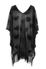 Floral Lace Poncho With Tassel