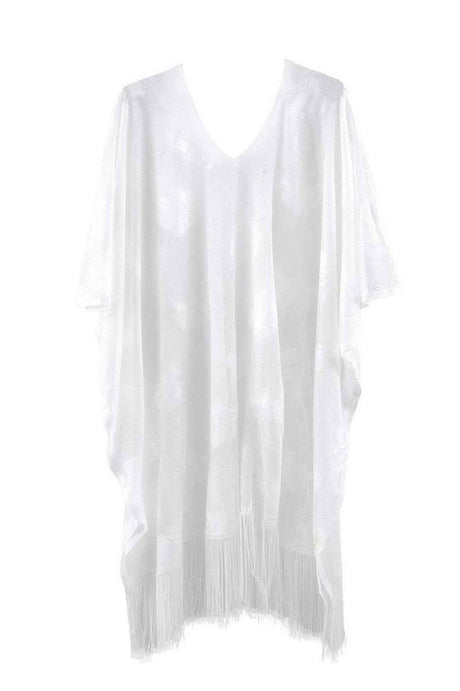 Floral Lace Poncho With Tassel