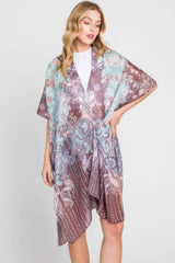 Abstract Paisley Flower Print Kimono