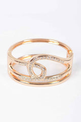 Rhinestone Metal Spring Hinge Cuff