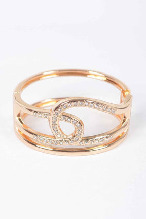 Rhinestone Metal Spring Hinge Cuff