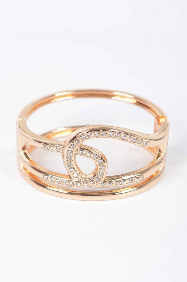Rhinestone Metal Spring Hinge Cuff