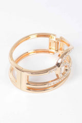 Rhinestone Metal Spring Hinge Cuff