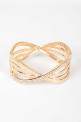 Rhinestone Metal Spring Hinge Cuff