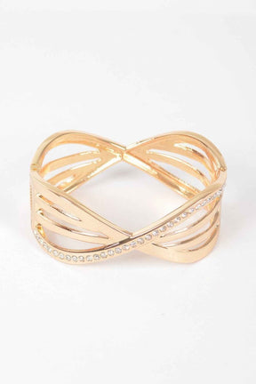 Rhinestone Metal Spring Hinge Cuff