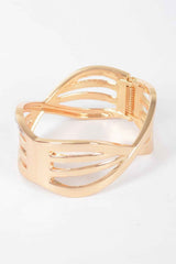 Rhinestone Metal Spring Hinge Cuff