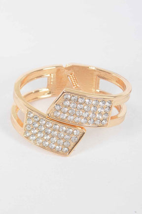Rhinestone Metal Spring Hinge Cuff
