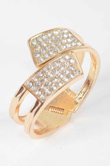 Rhinestone Metal Spring Hinge Cuff