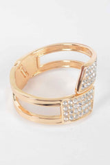 Rhinestone Metal Spring Hinge Cuff