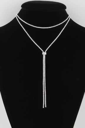 Jeweled Rhinestone Choker Drop Necklace