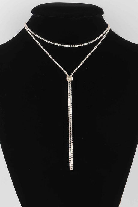 Jeweled Rhinestone Choker Drop Necklace