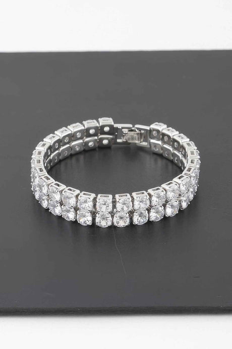 Double Rhinestone Clasp Bracelet