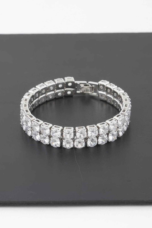 Double Rhinestone Clasp Bracelet
