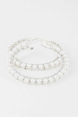 Jeweled Pearl Hoop Earrings