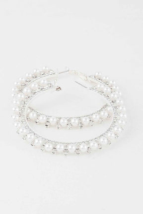 Jeweled Pearl Hoop Earrings