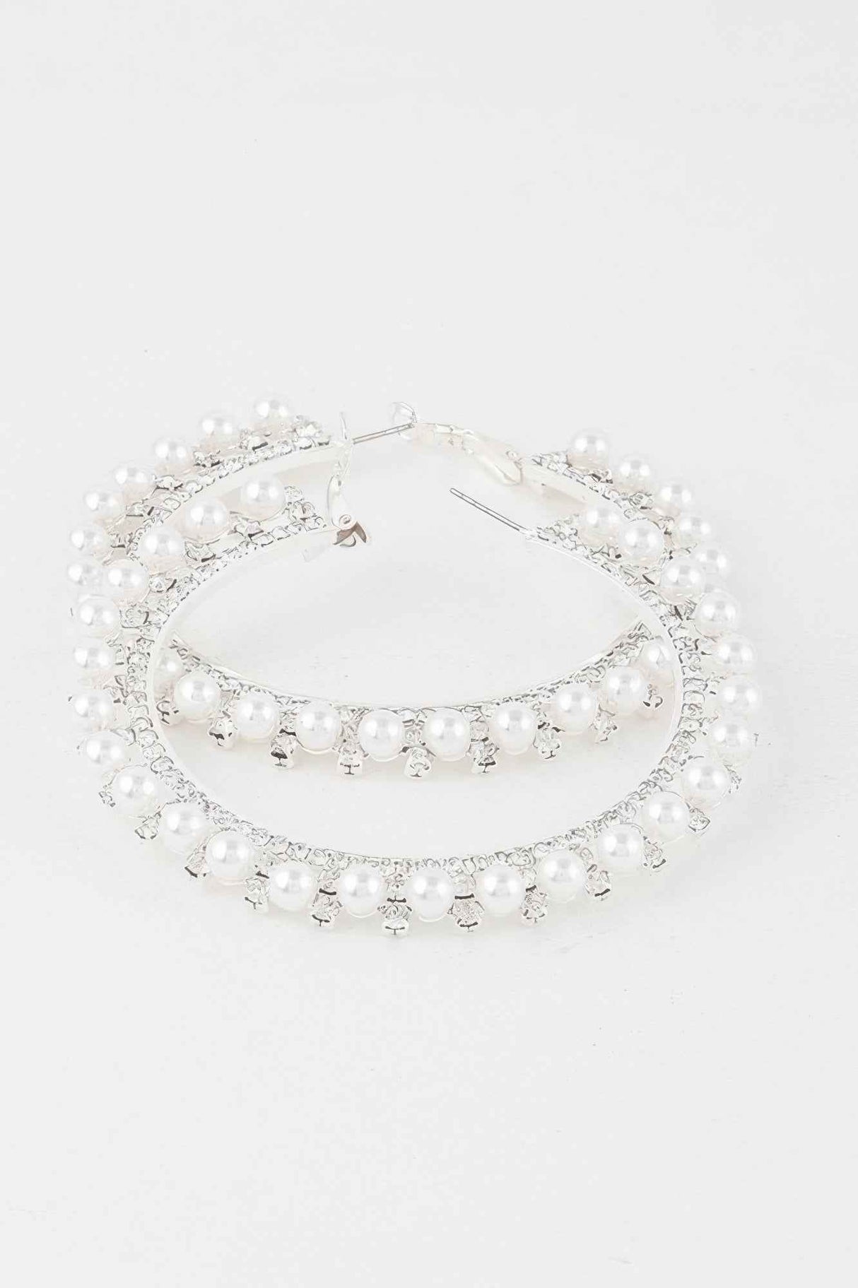 Jeweled Pearl Hoop Earrings