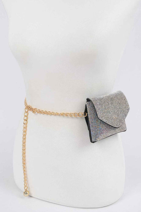 Rhinestone Mini Bag W Chain Belt