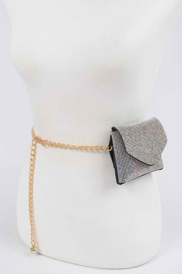 Rhinestone Mini Bag W Chain Belt