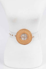 Oversize Weaved Bamboo Buckle Clear Belt
