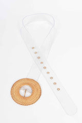 Oversize Weaved Bamboo Buckle Clear Belt