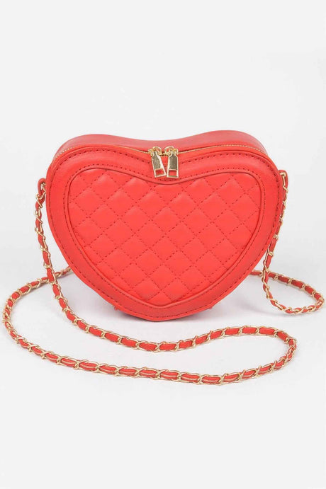 Quilted Heart Shape Crossbody Bag