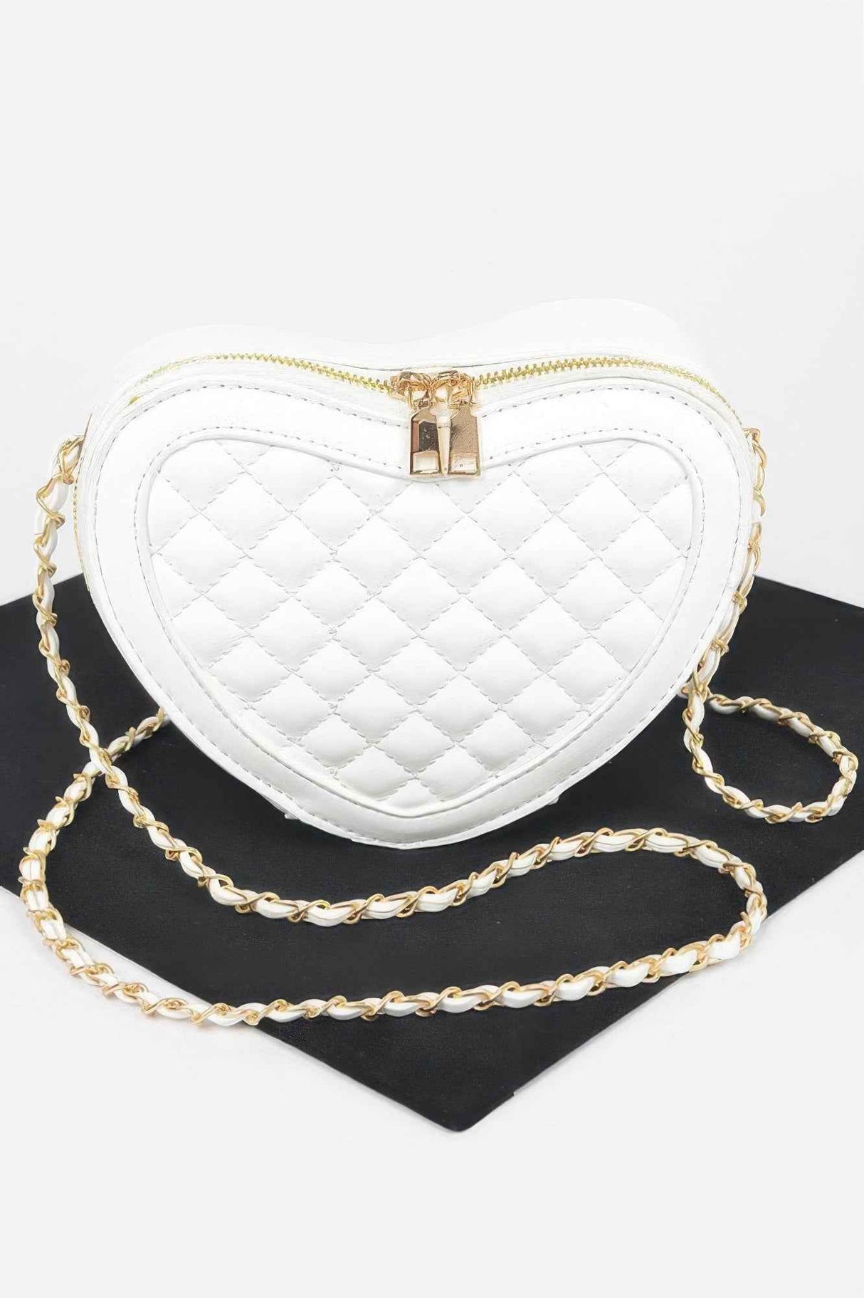 Quilted Heart Shape Crossbody Bag