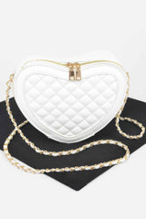 Quilted Heart Shape Crossbody Bag