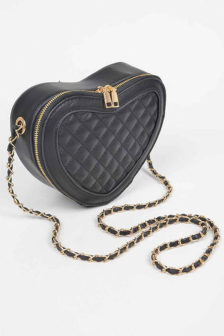 Quilted Heart Shape Crossbody Bag