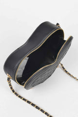 Quilted Heart Shape Crossbody Bag