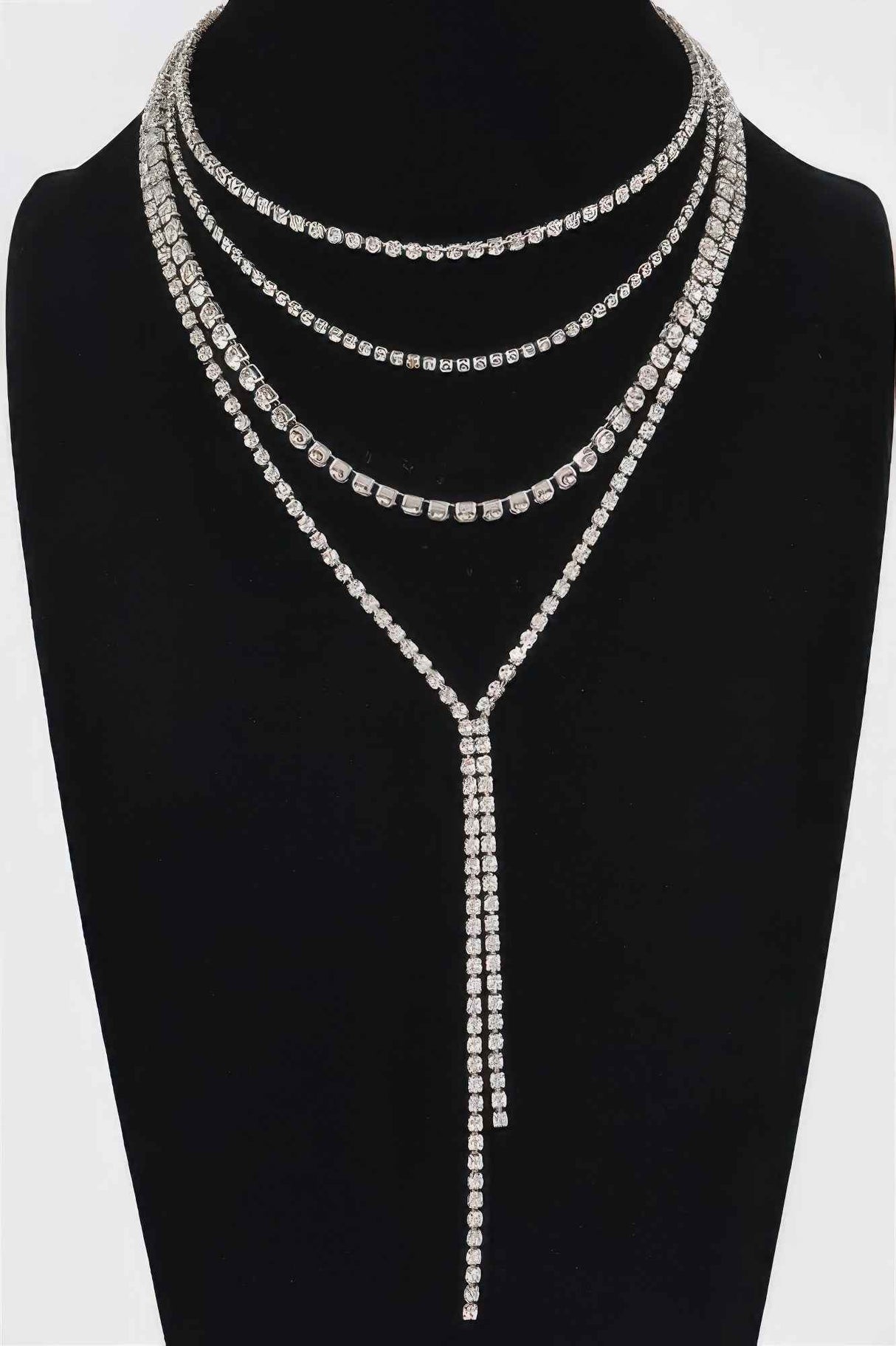 Multi-layered Rhinestone Long Necklace