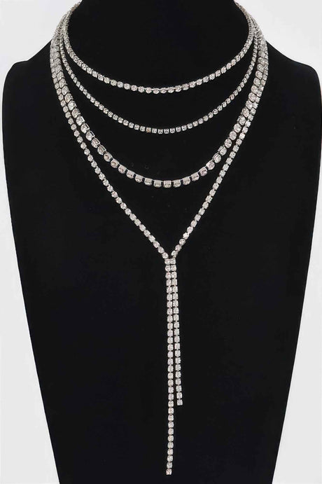 Multi-layered Rhinestone Long Necklace