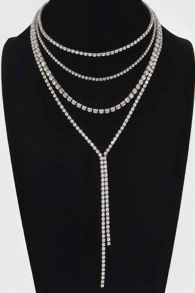 Multi-layered Rhinestone Long Necklace