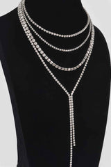 Multi-layered Rhinestone Long Necklace