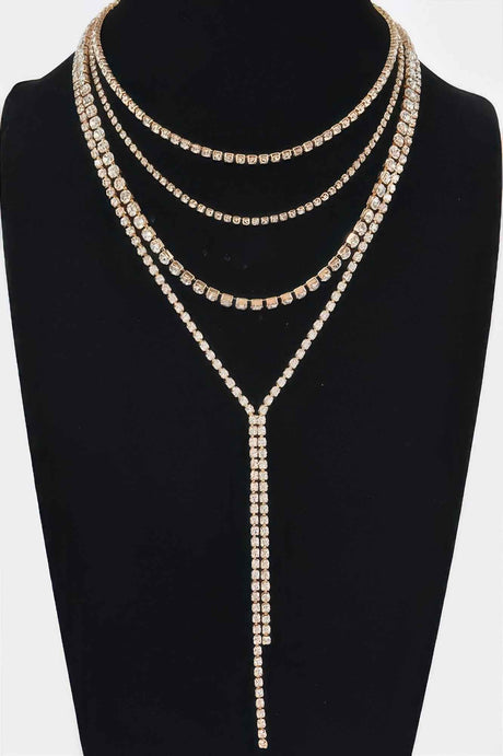 Multi-layered Rhinestone Long Necklace