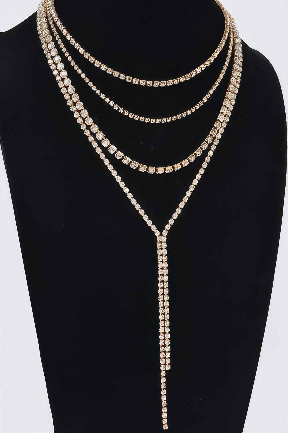 Multi-layered Rhinestone Long Necklace