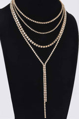 Multi-layered Rhinestone Long Necklace