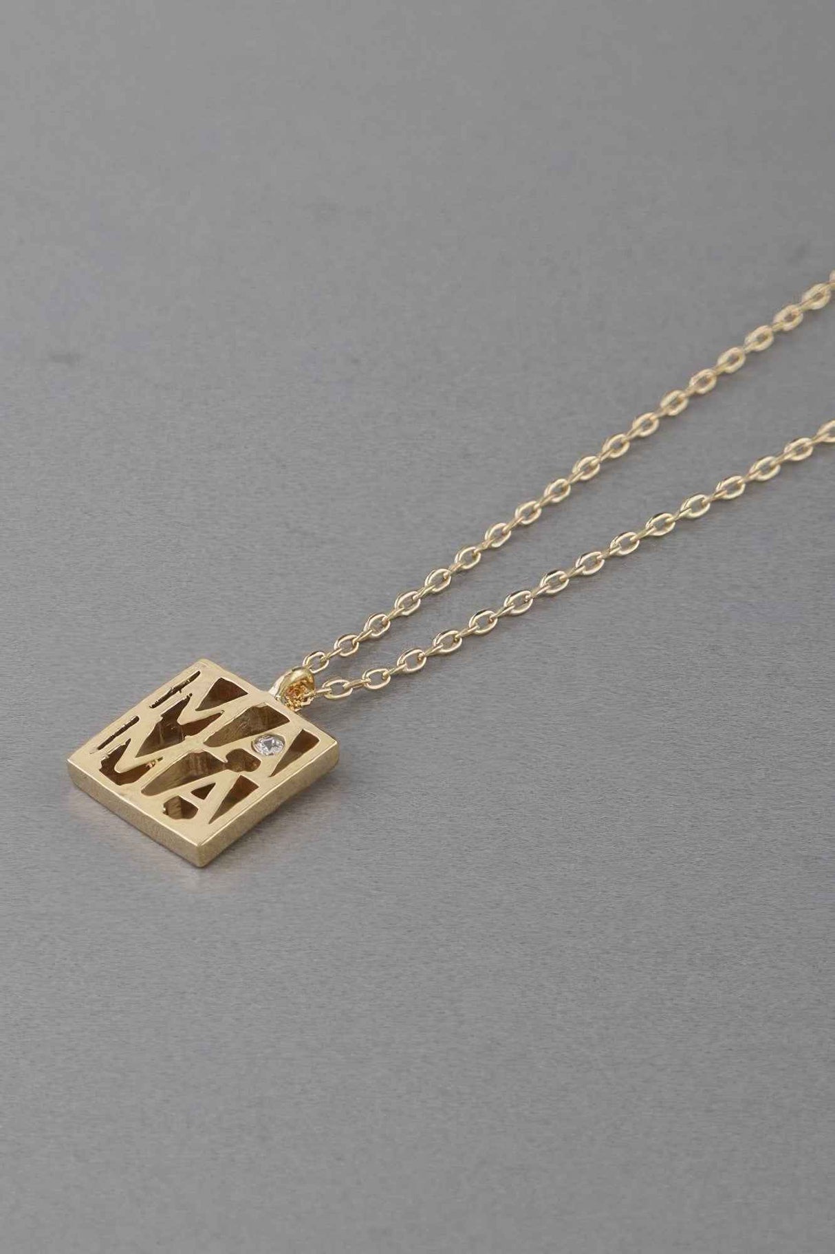 Mama Script Box Necklace