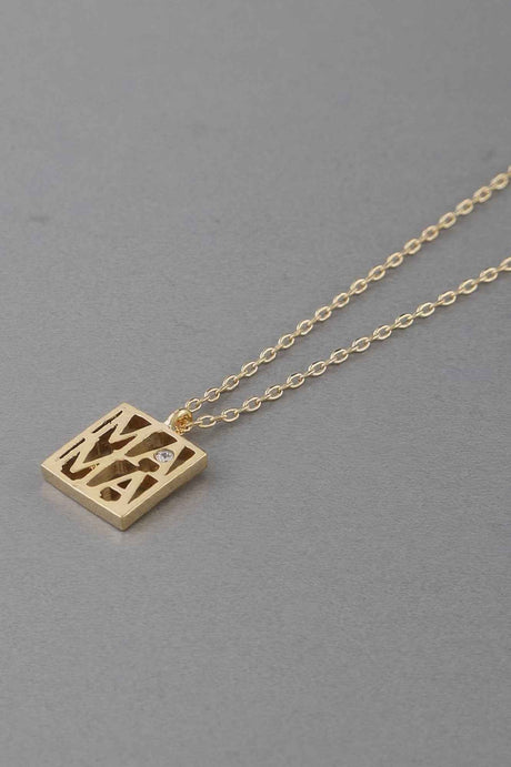Mama Script Box Necklace
