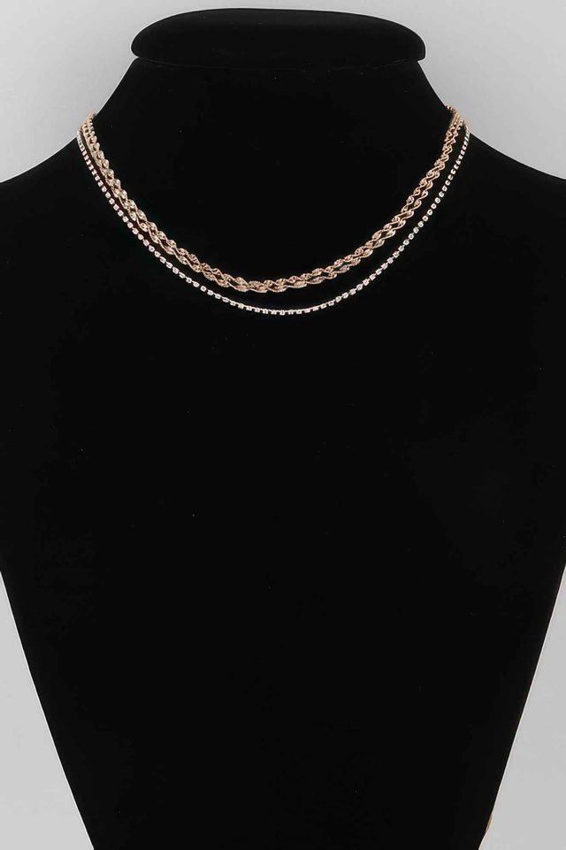 Rhinestone Twisted Chain Necklace