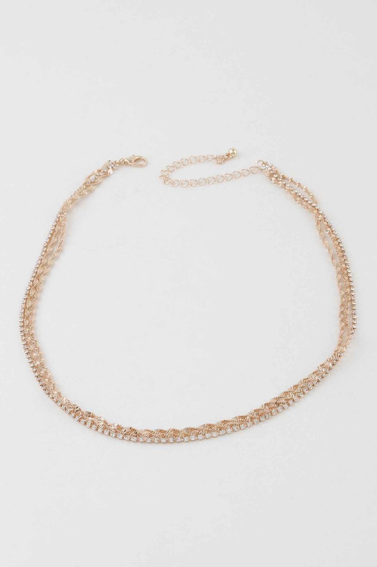 Rhinestone Twisted Chain Necklace