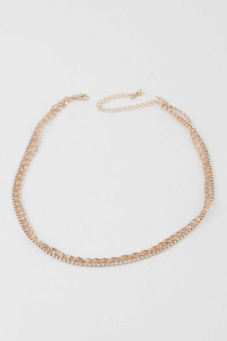 Rhinestone Twisted Chain Necklace