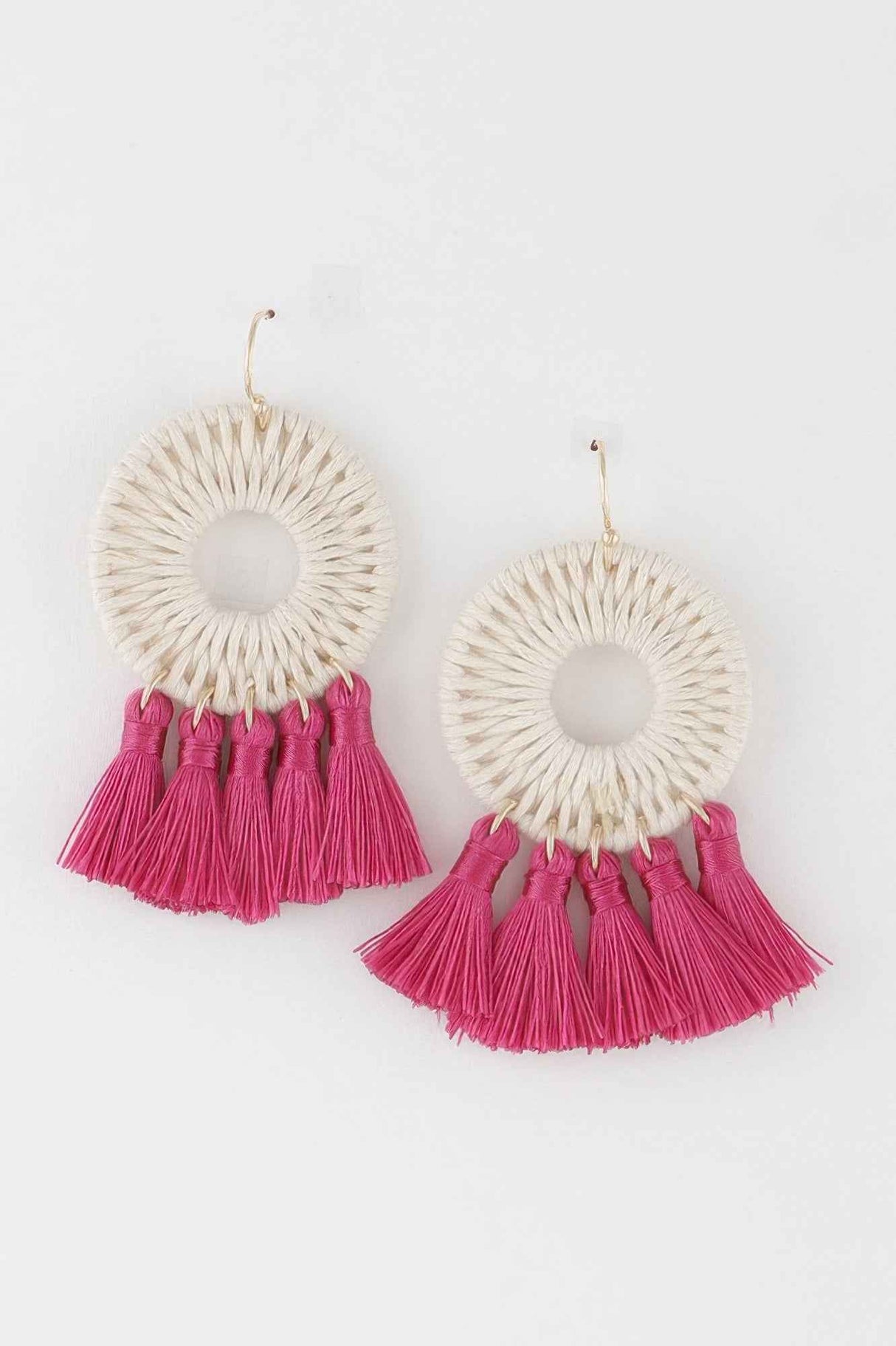 Weaved Tassel Disk Earrings