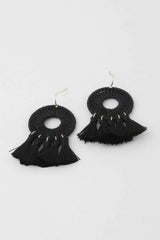 Weaved Tassel Disk Earrings