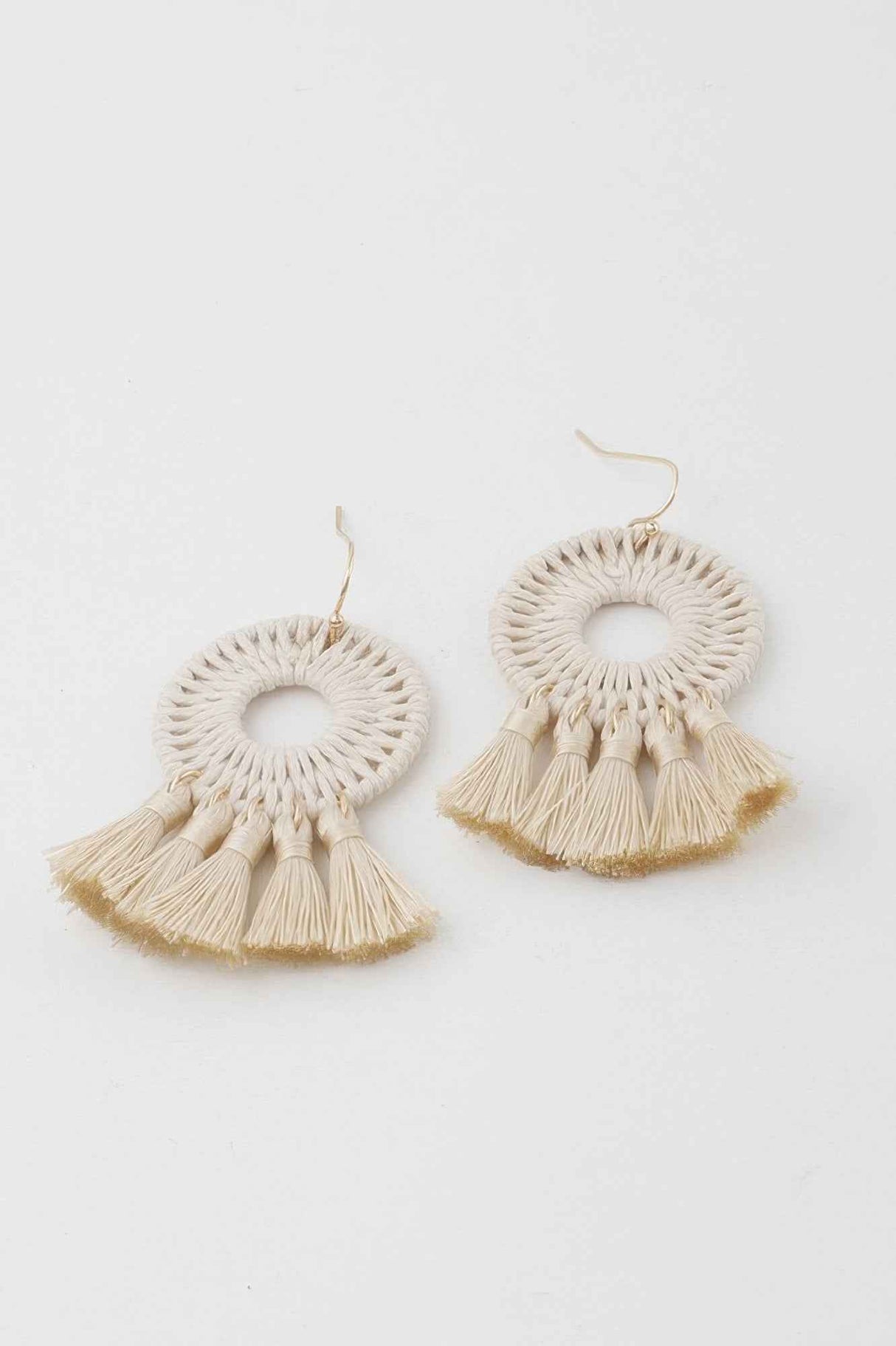 Weaved Tassel Disk Earrings