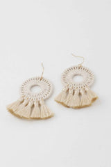 Weaved Tassel Disk Earrings