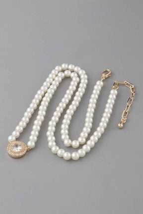 Rhinestone Pearl Beaded Necklace
