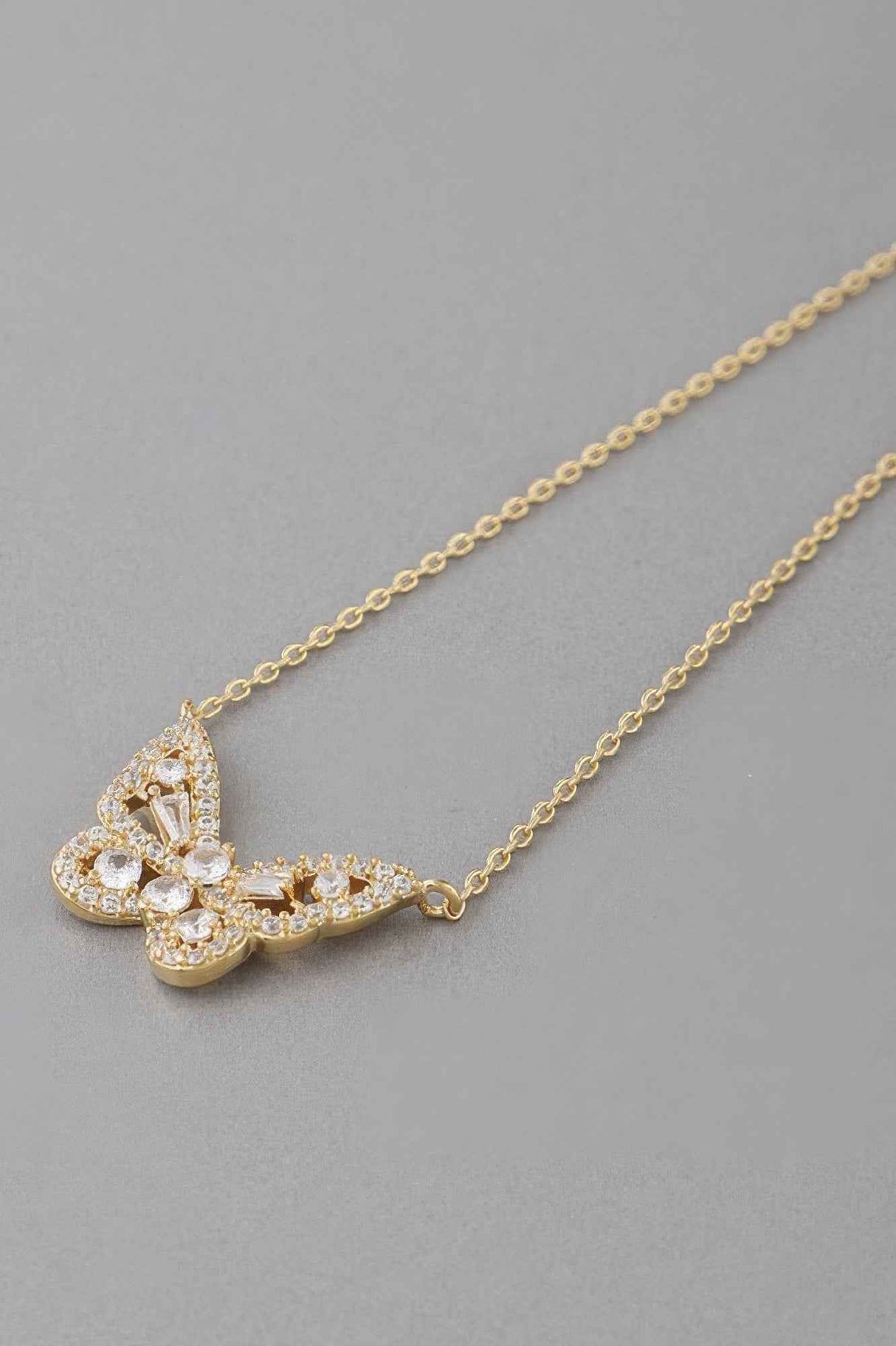 Rhinestone Butterfly Pendant Necklace